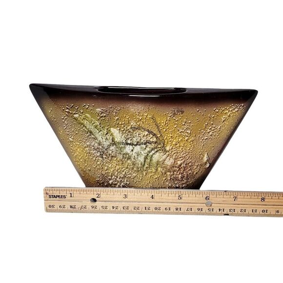 Vintage Mid Century Modern Hand Painted Ikebana Style Colorful Vase Gold Fleck - Picture 8 of 9